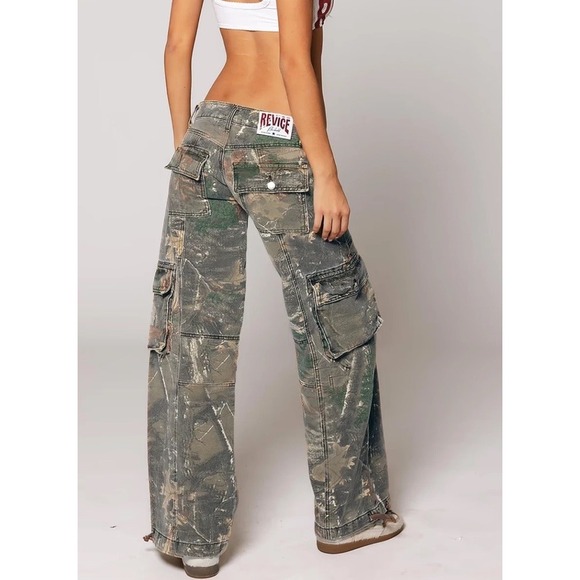Revice Amelia Pant Oakland Camo Low Rise Relaxed 29 Y2K Ballon NWT NEW abstract - Picture 3 of 12
